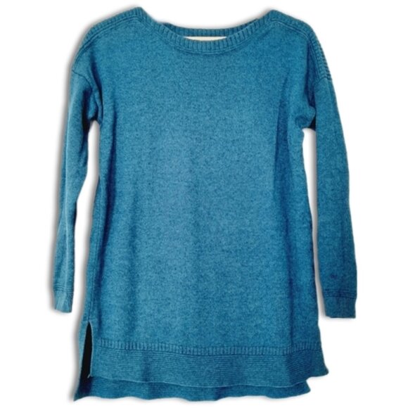 OLD NAVY Marled Sweater Knit Top High Low Hem 3/4 Sleeve Blue Sz S - Picture 1 of 13